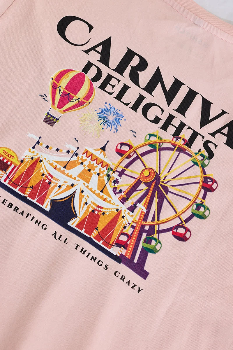 SNITCH Carnival Delights Pink Slim Fit T-Shirt